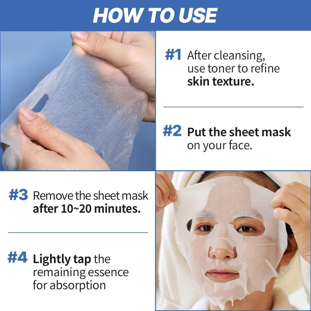 NEXTBEAU Solution Sheet Mask Variety Pack, 10 Count (5 Types x 2 Sheets), 0.74 fl oz Each, Korean Facial Sheet Masks for Daily Skincare - Image 6
