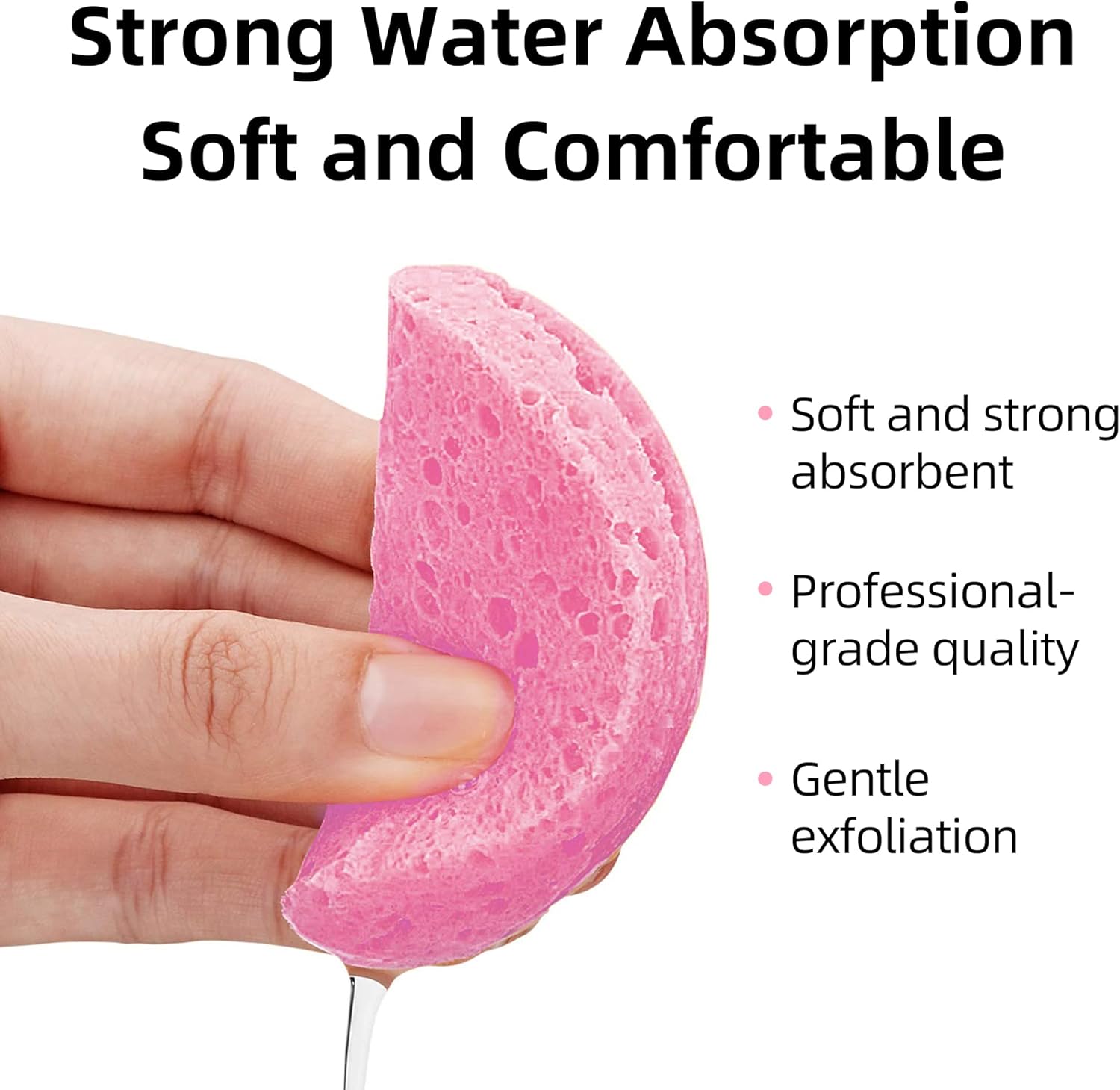 50-Count Compressed Facial Sponges|Kickleen 100% Natural Cellulose Cosmetic Spa Sponges for Daily Facial Cleansing|Makeup and Mask Removal|Exfoliating|Skin Massage|Pore Exfoliation (50 Count (Pink)) - Image 5