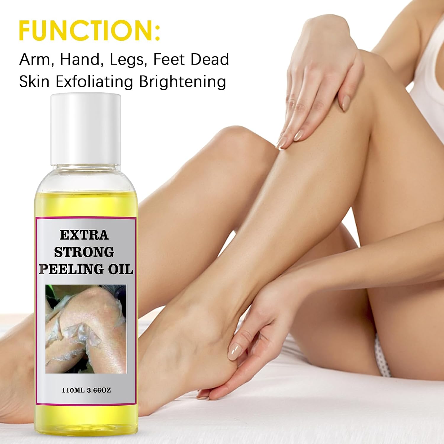 Yellow Peeling Oil for Dark Skin Strong Peel Oil Extra Strength Exfoliating Chemical Exfoliant Peels Solution at Home Body Peeling for Exfoliate Body Hand Foot Knuckle All Skin Type 3.66 OZ - Image 3