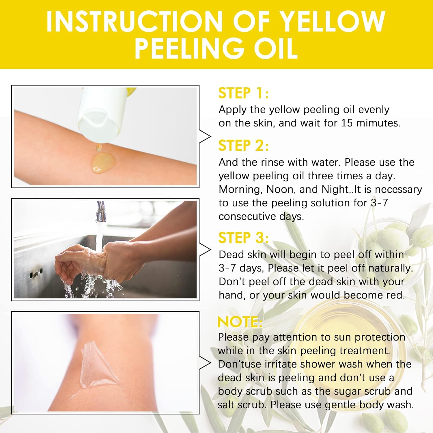Yellow Peeling Oil for Dark Skin Strong Peel Oil Extra Strength Exfoliating Chemical Exfoliant Peels Solution at Home Body Peeling for Exfoliate Body Hand Foot Knuckle All Skin Type 3.66 OZ - Image 5