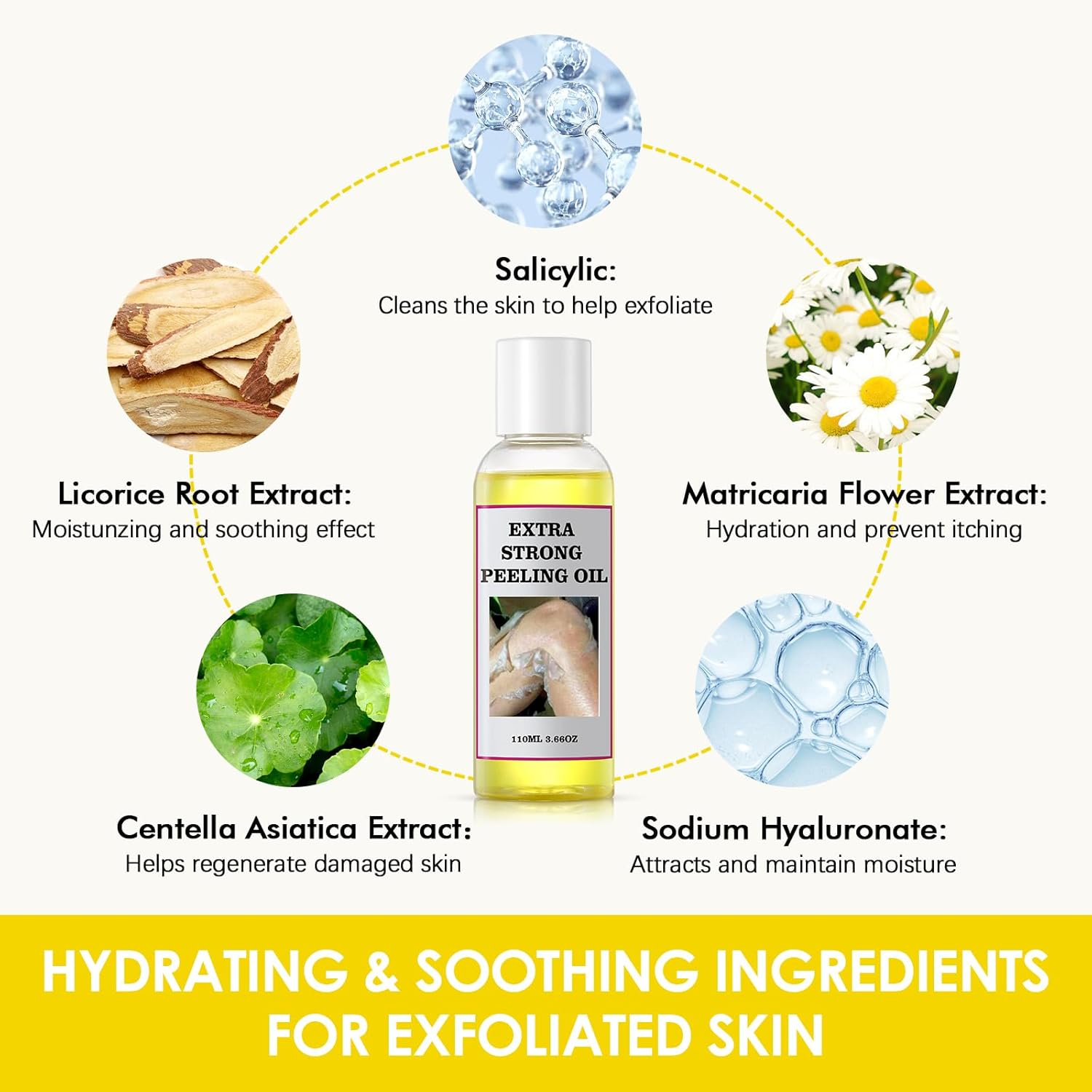 Yellow Peeling Oil for Dark Skin Strong Peel Oil Extra Strength Exfoliating Chemical Exfoliant Peels Solution at Home Body Peeling for Exfoliate Body Hand Foot Knuckle All Skin Type 3.66 OZ - Image 6